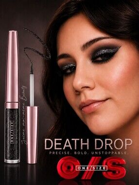One/Size Eyepopper Liquid Eyeshadow in Death Drop - Black Holographic Glitter
